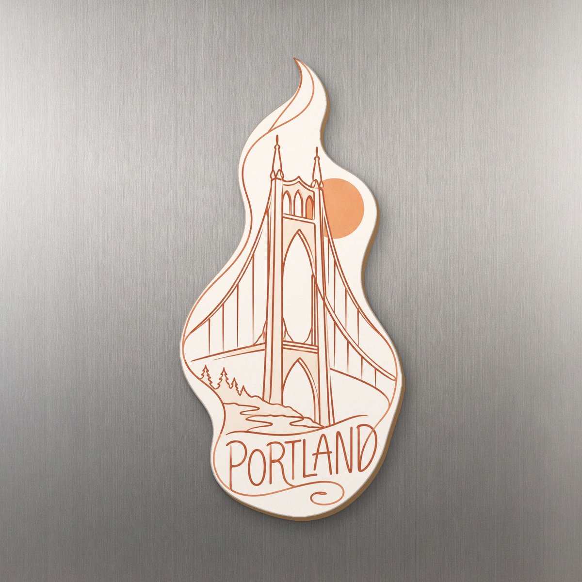 She's Choosing Portland, Oregon Magnet | Continuous-Line Drawing | S444-M