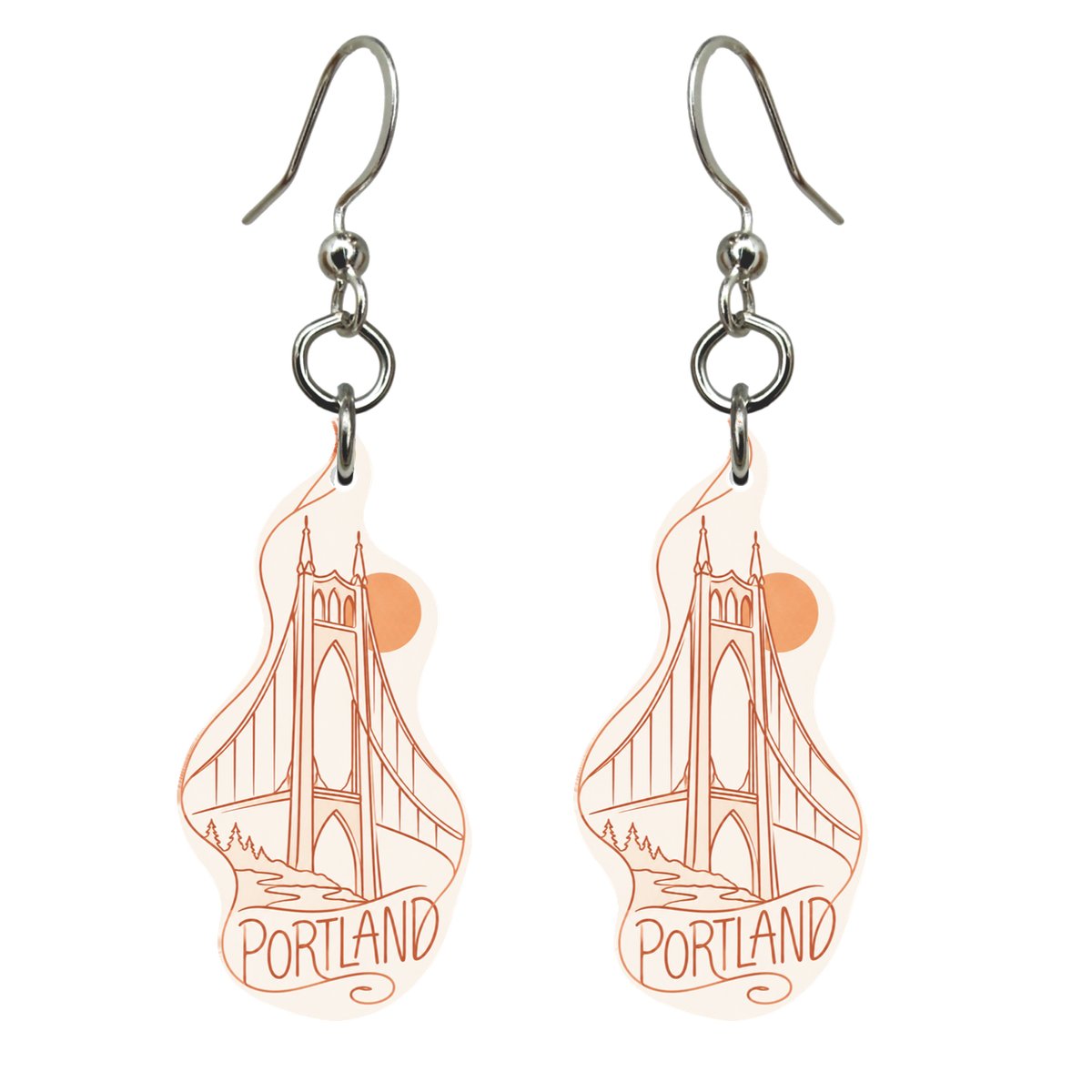 She's Choosing Portland, Oregon Earrings | Continuous-Line Drawing | S444