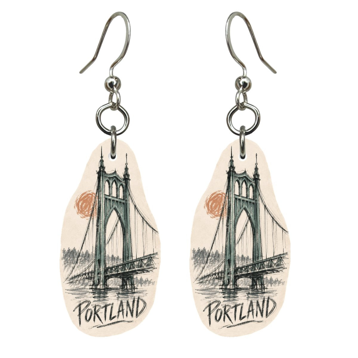 She's Choosing Portland, Oregon Earrings | Loose Contour Sketch | S445
