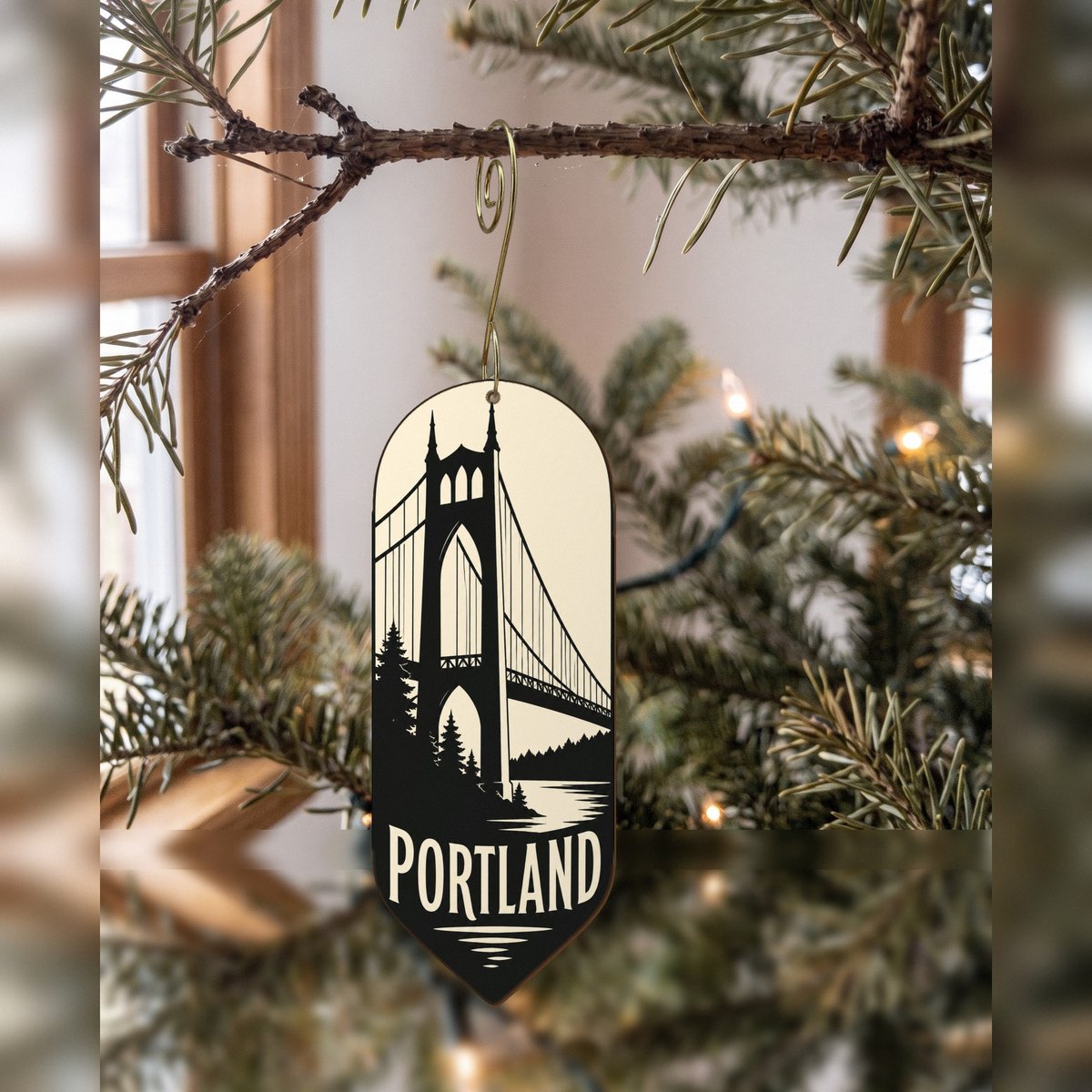 She's Choosing Portland, Oregon Ornament | Notan | S446-O