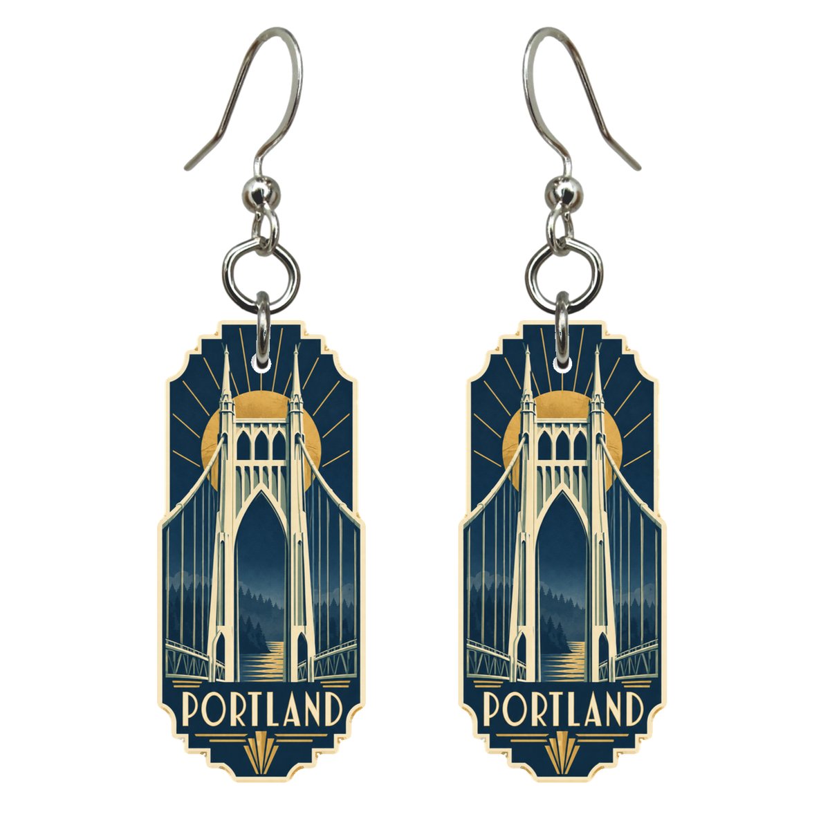 She's Choosing Portland, Oregon Earrings | Art Deco | S447