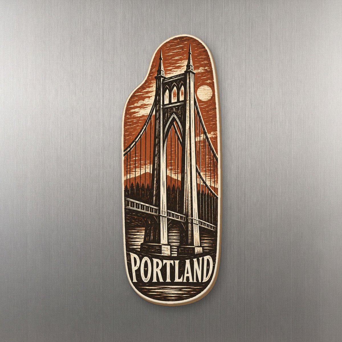 She's Choosing Portland, Oregon Magnet | Woodcut | S448-M