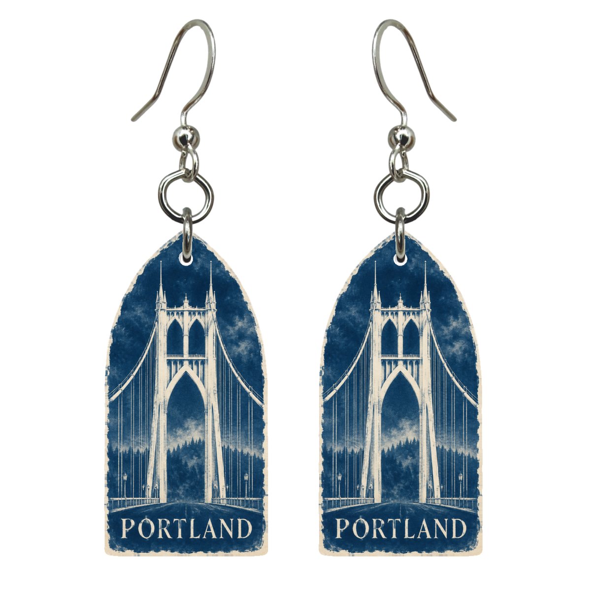 She's Choosing Portland, Oregon Earrings | Cyanotype-Inspired | S449
