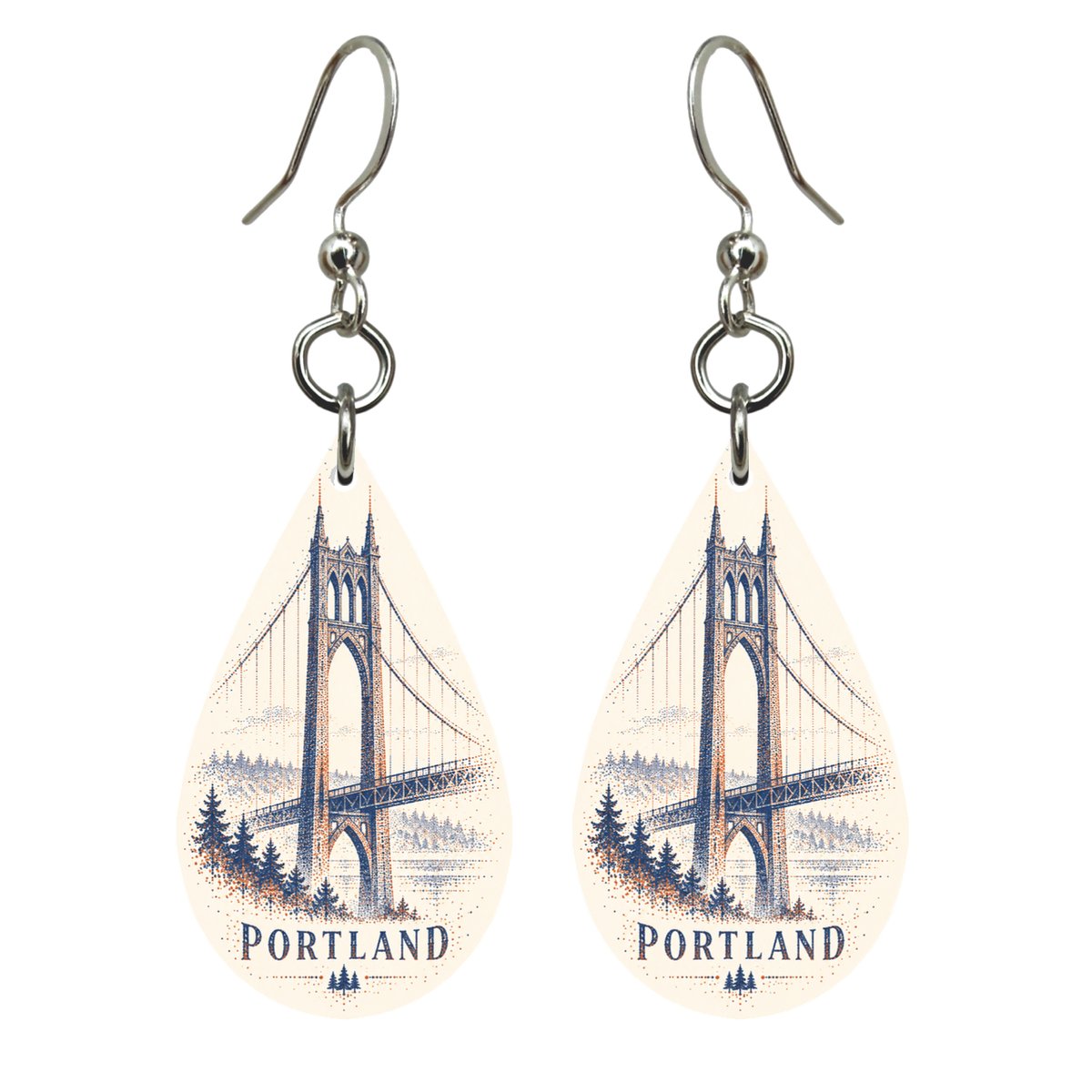 She's Choosing Portland, Oregon Earrings | Sparse Pointillism | S451