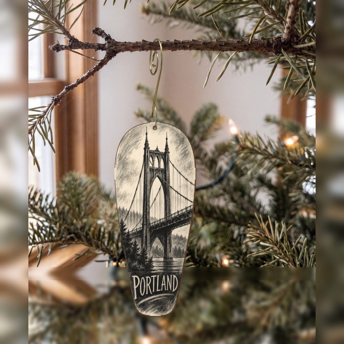She's Choosing Portland, Oregon Ornament | Charcoal Gesture | S453-O