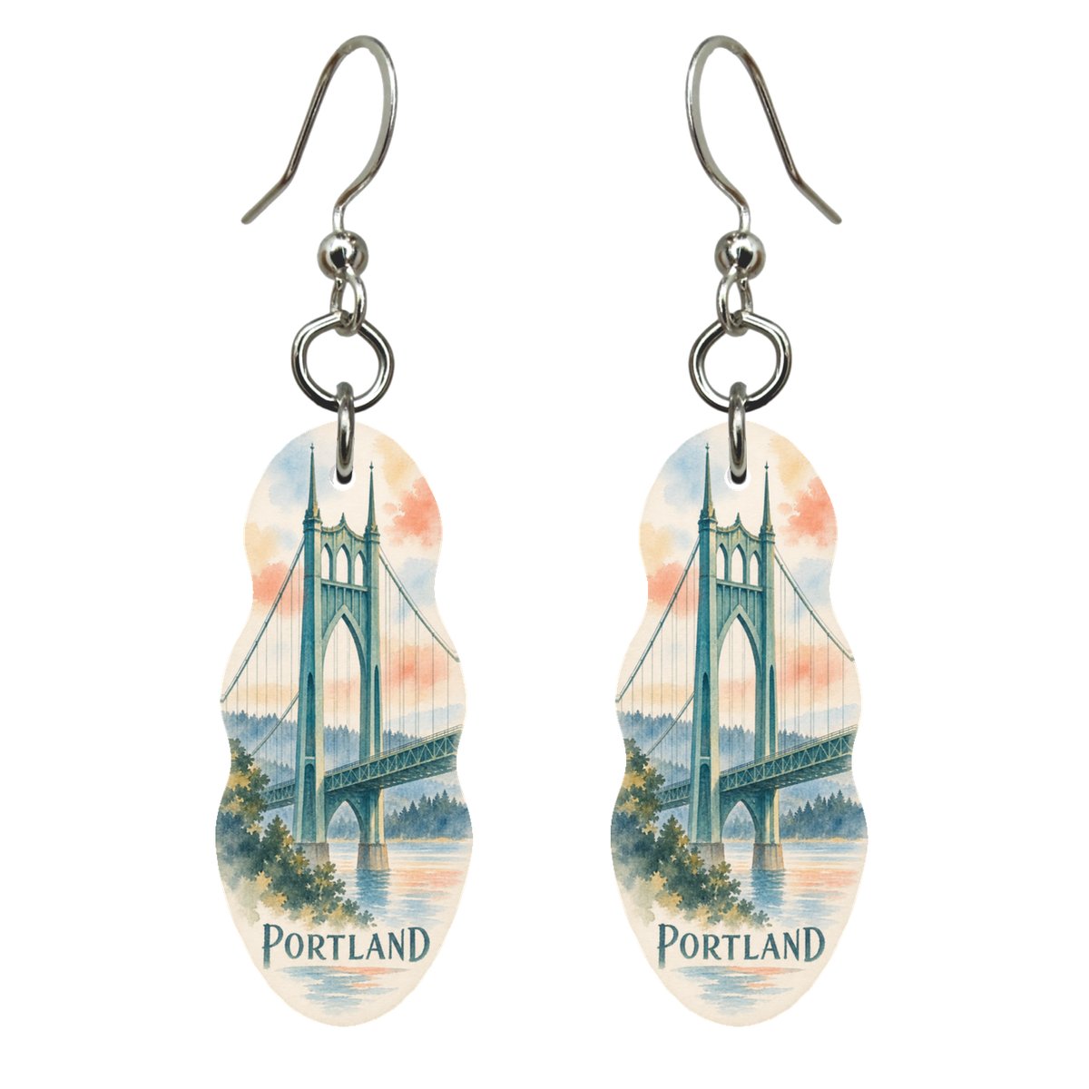 She's Choosing Portland, Oregon Earrings | Restrained Watercolor | S454