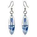 She's Choosing Portland, Oregon Earrings | Blue-And-White Ceramic Illustration | S457
