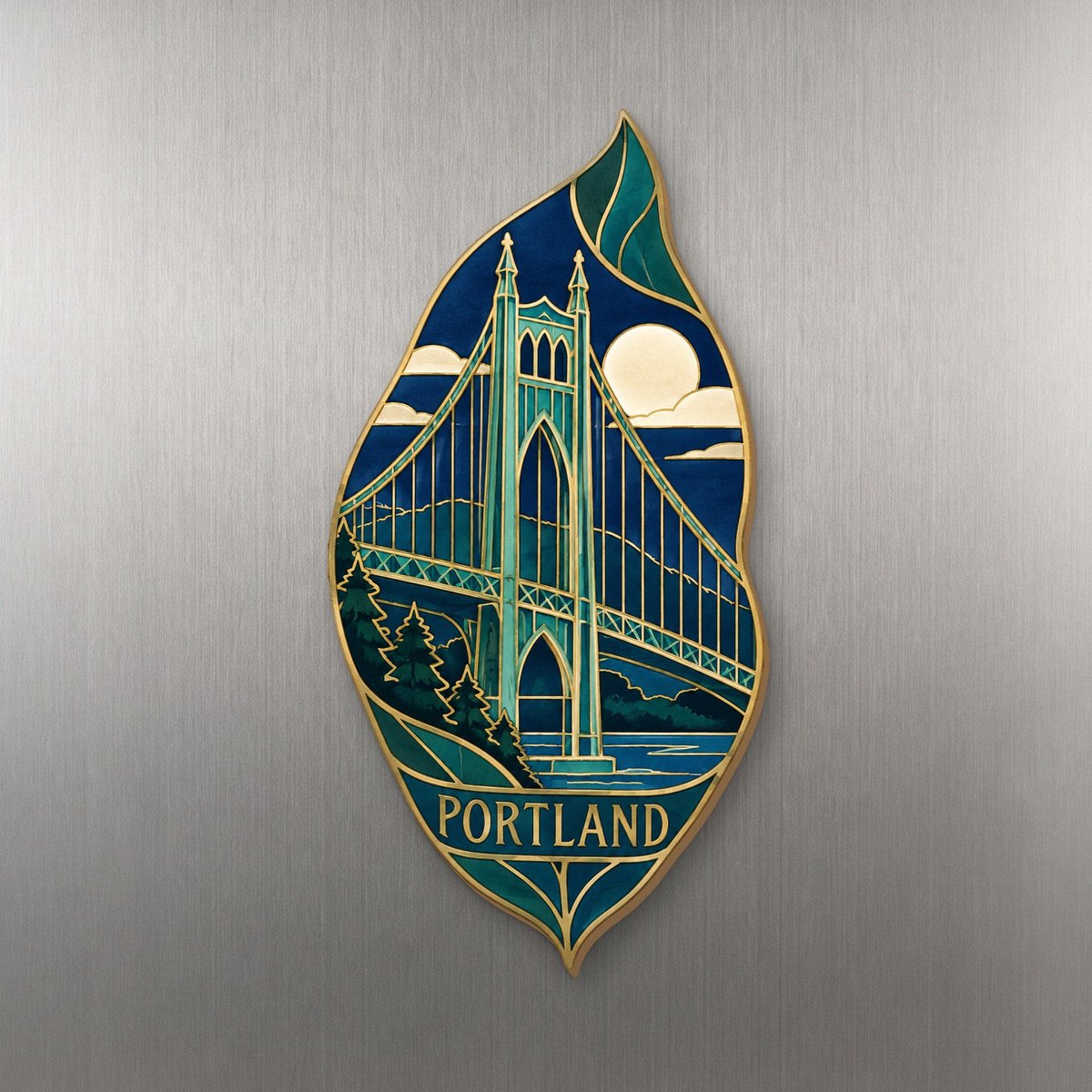 She's Choosing Portland, Oregon Magnet | Cloisonné-Inspired Graphic | S458-M