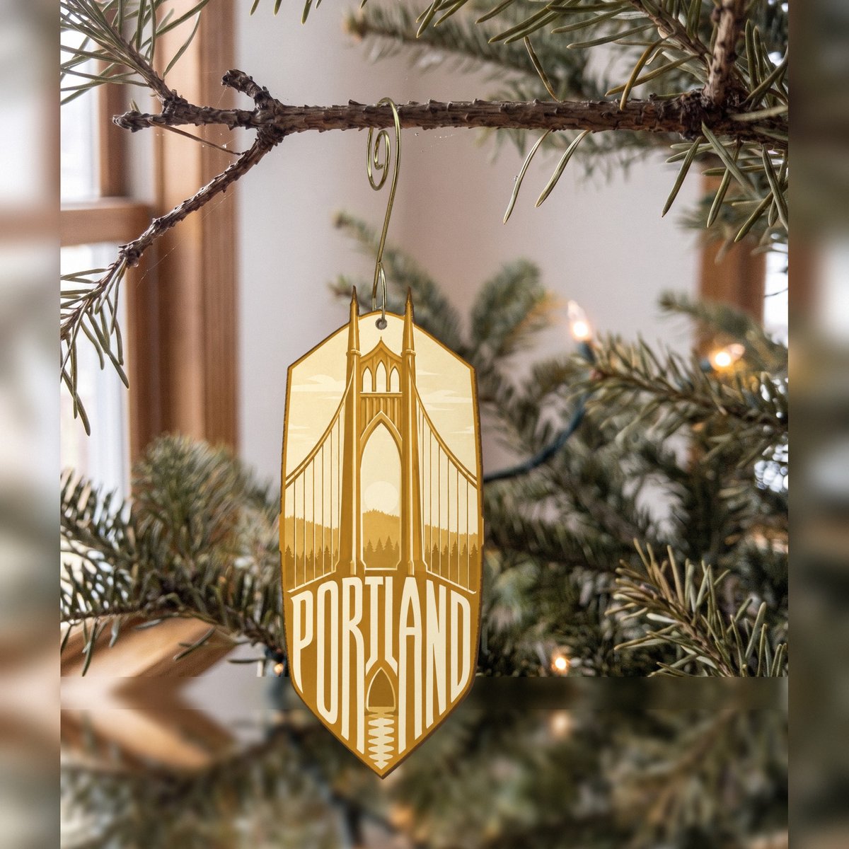 She's Choosing Portland, Oregon Ornament | Typographic Illustration | S459-O