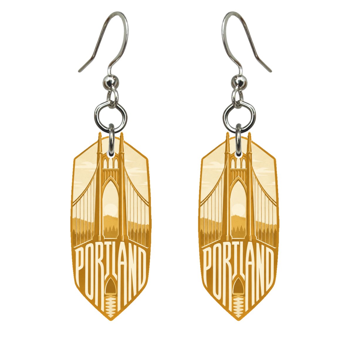 She's Choosing Portland, Oregon Earrings | Typographic Illustration | S459