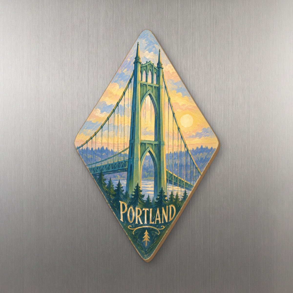 She's Choosing Portland, Oregon Magnet | Colored Pencil over Gouache | S460-M