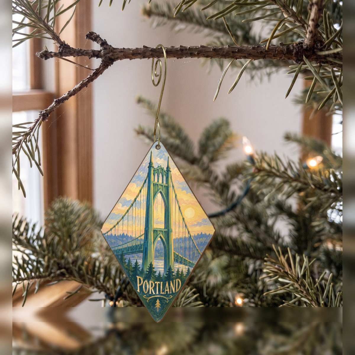 She's Choosing Portland, Oregon Ornament | Colored Pencil over Gouache | S460-O