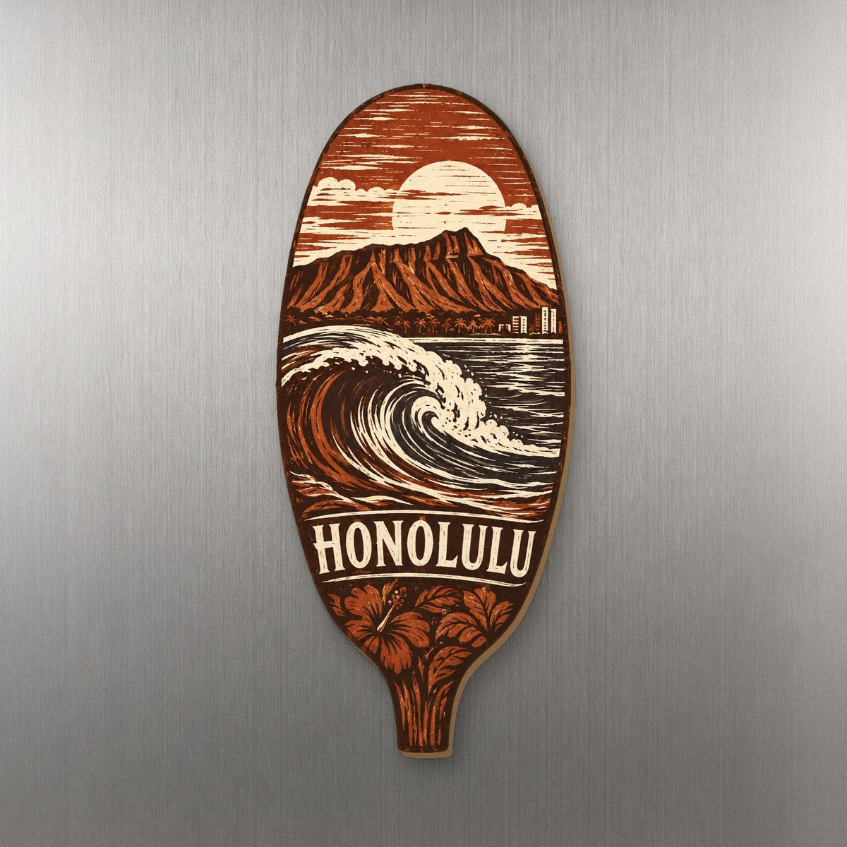 She's Choosing Honolulu Magnet | Woodcut | S466-M