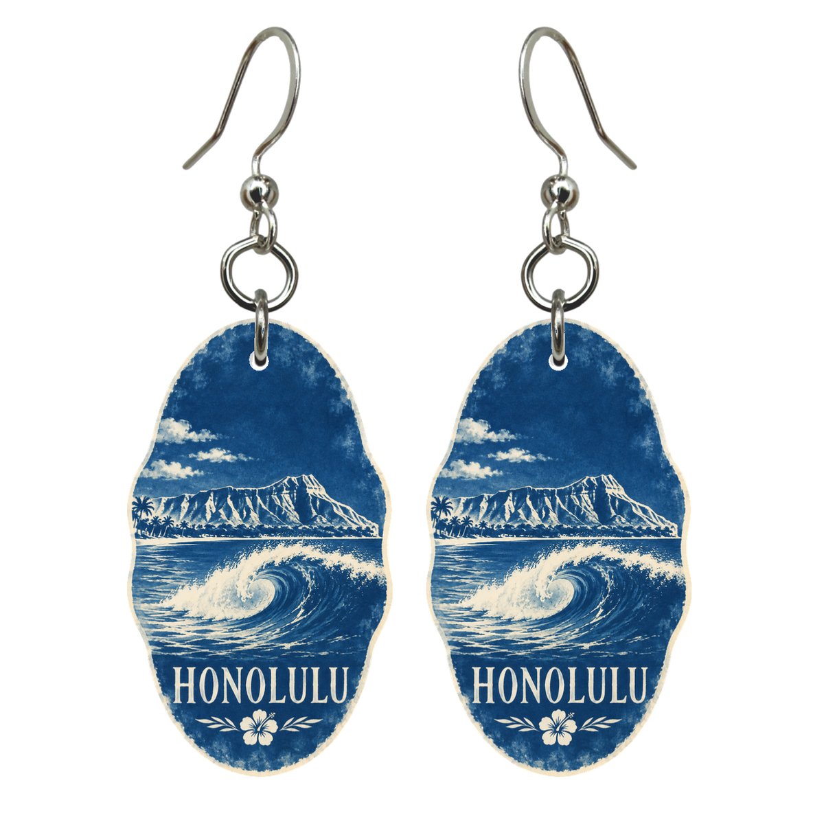 She's Choosing Honolulu Earrings | Cyanotype-Inspired | S467