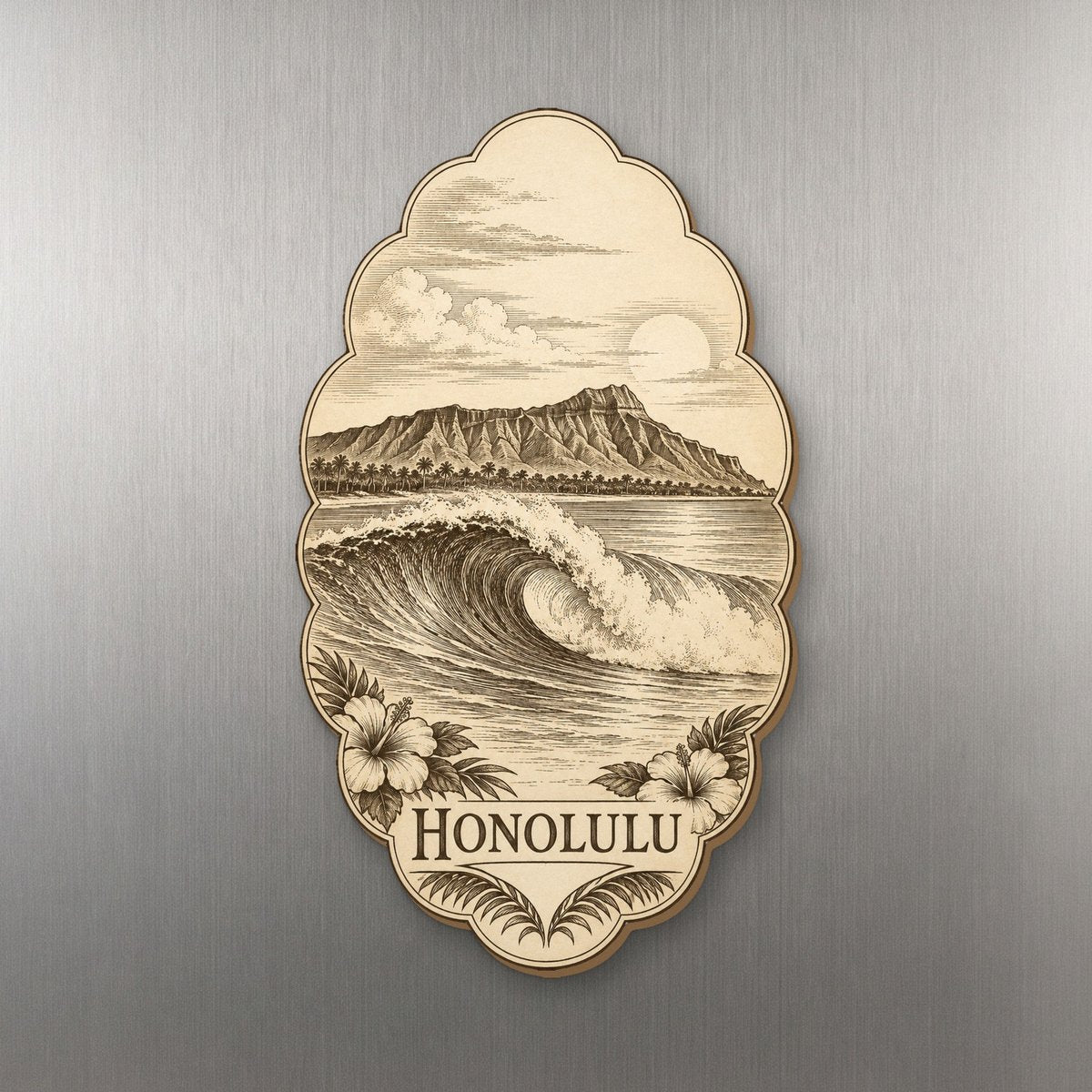 She's Choosing Honolulu Magnet | Etching-Inspired Linework | S468-M