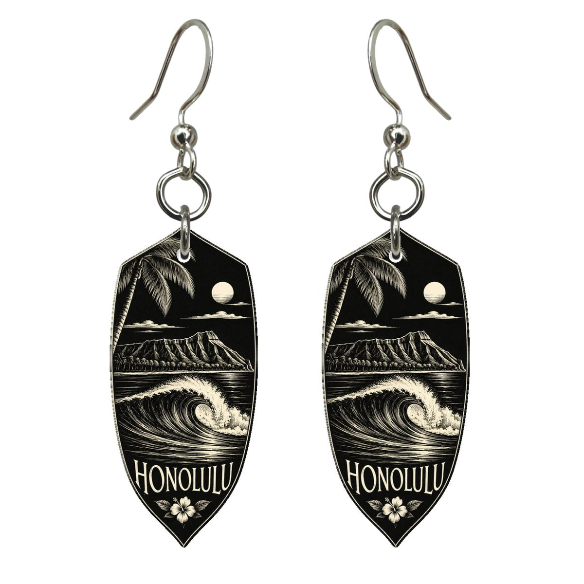 She's Choosing Honolulu Earrings | Scratchboard | S470
