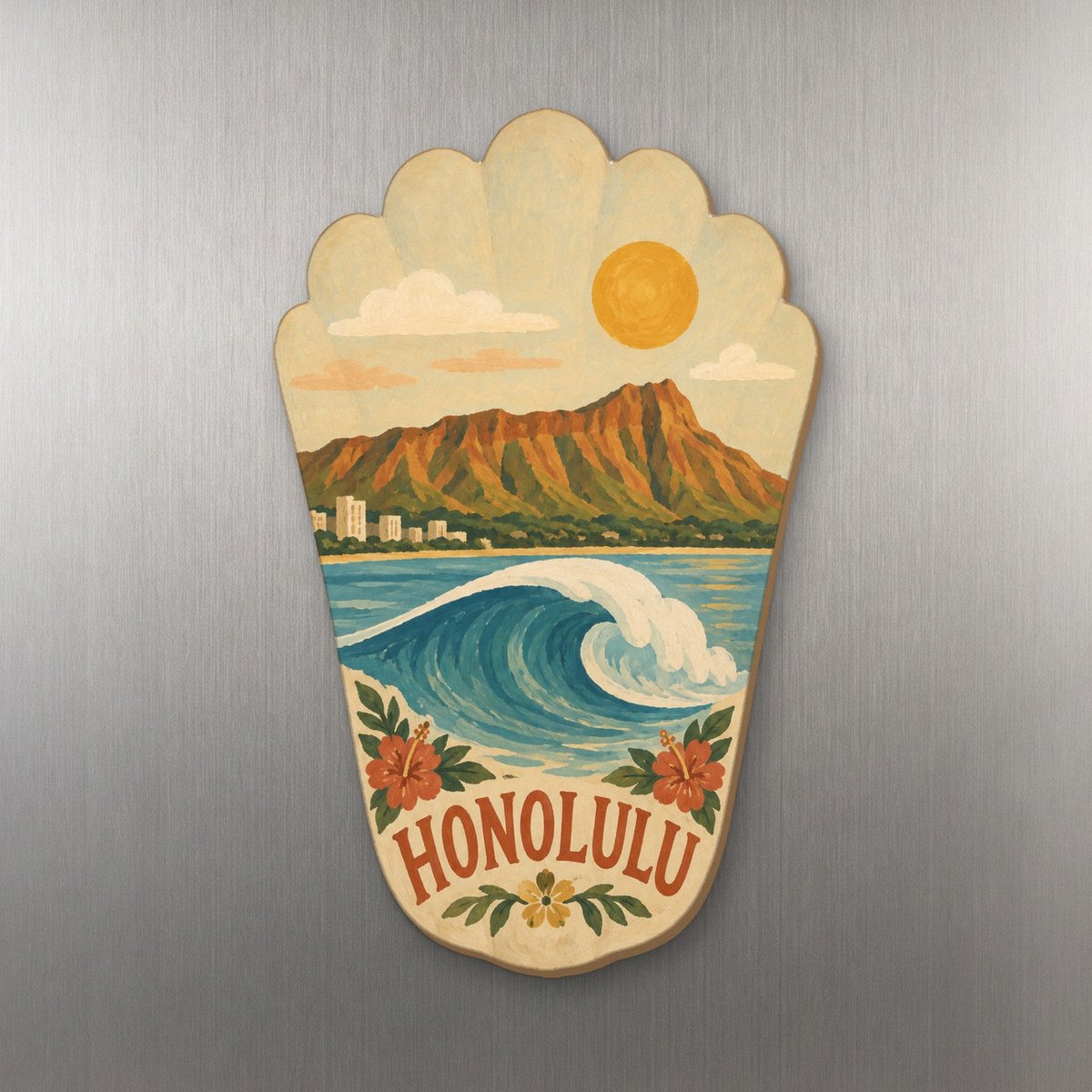 She's Choosing Honolulu Magnet | Naive Folk Painting | S474-M