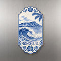 She's Choosing Honolulu Magnet | Blue-And-White Ceramic Illustration | S475-M