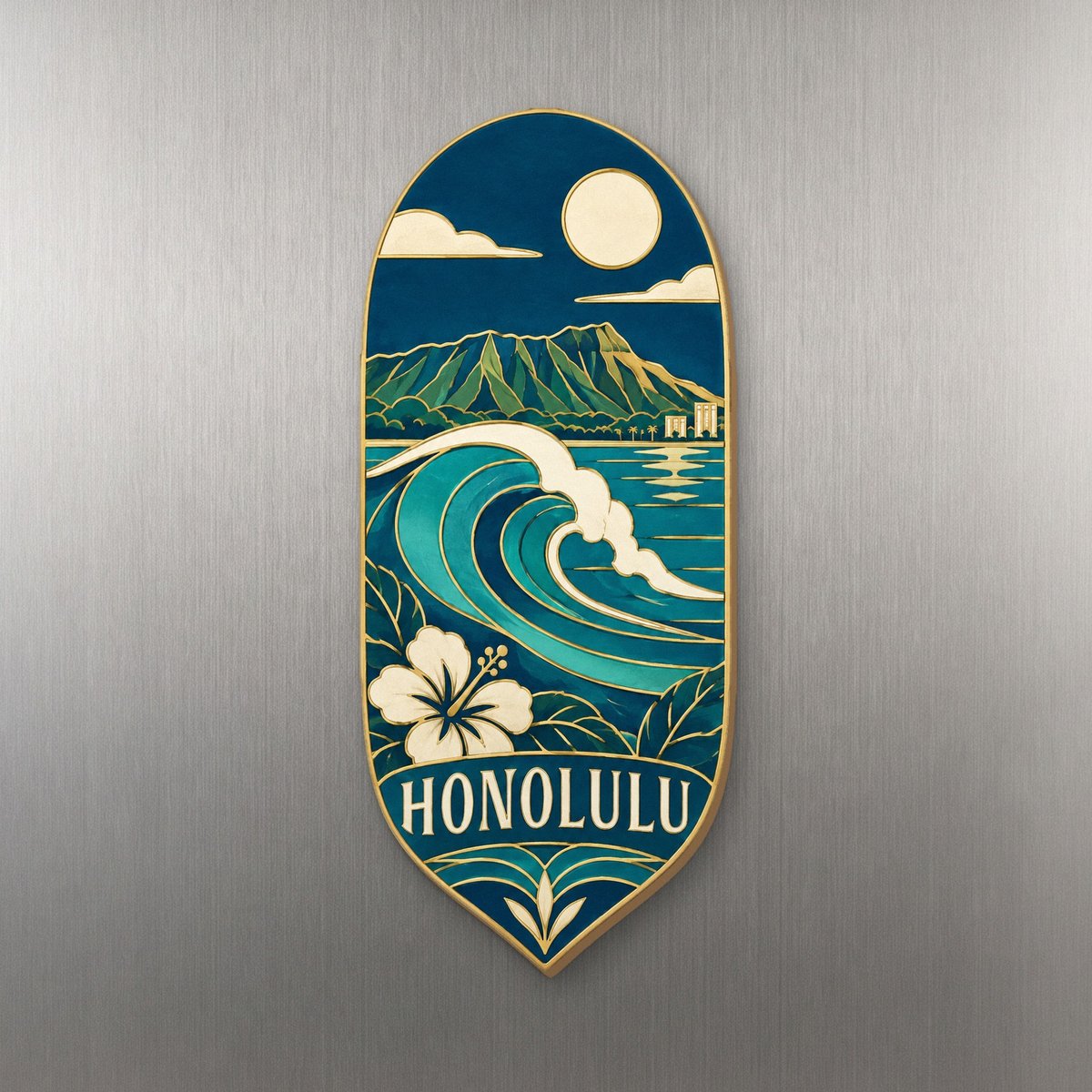 She's Choosing Honolulu Magnet | Cloisonné-Inspired Graphic | S476-M