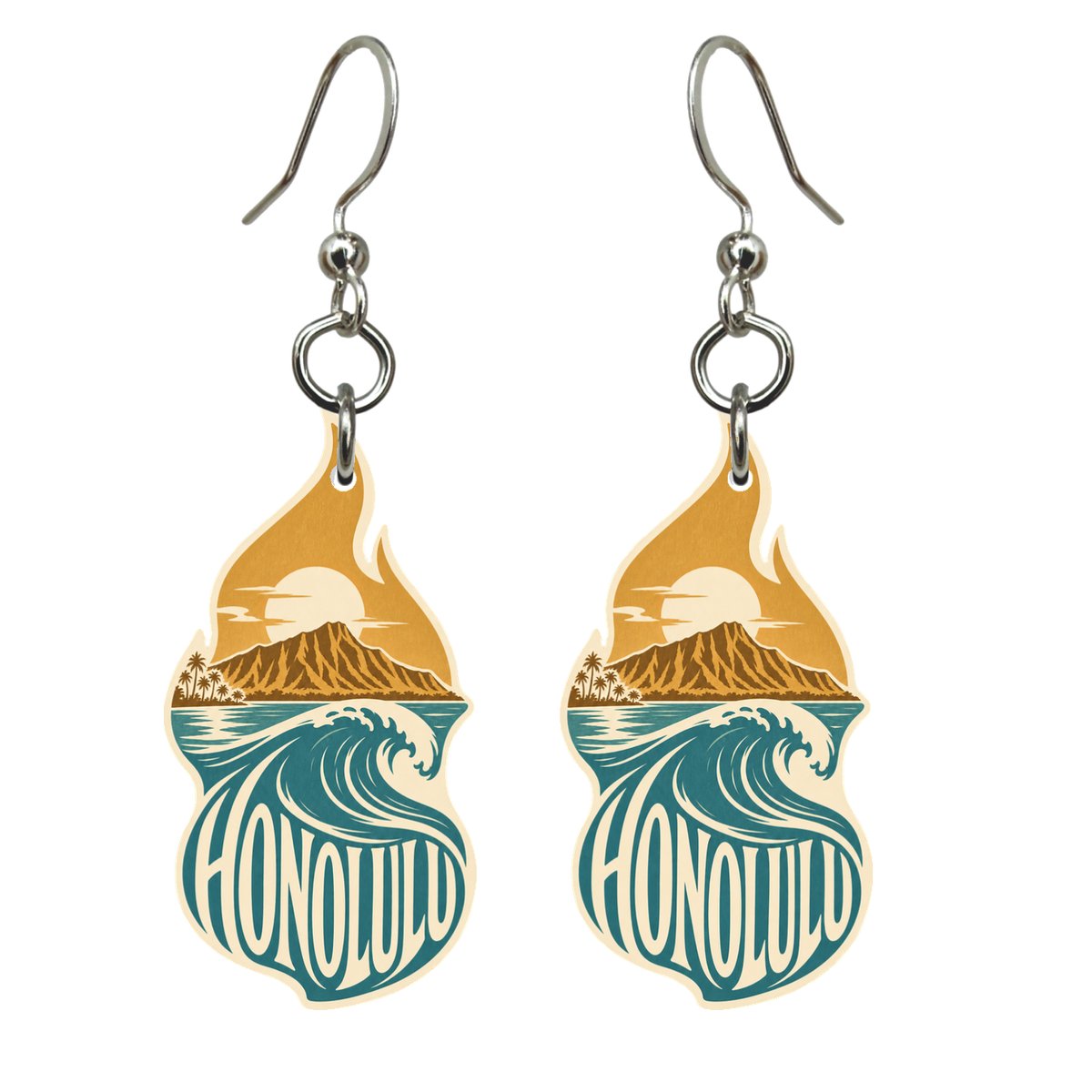 She's Choosing Honolulu Earrings | Typographic Illustration | S477