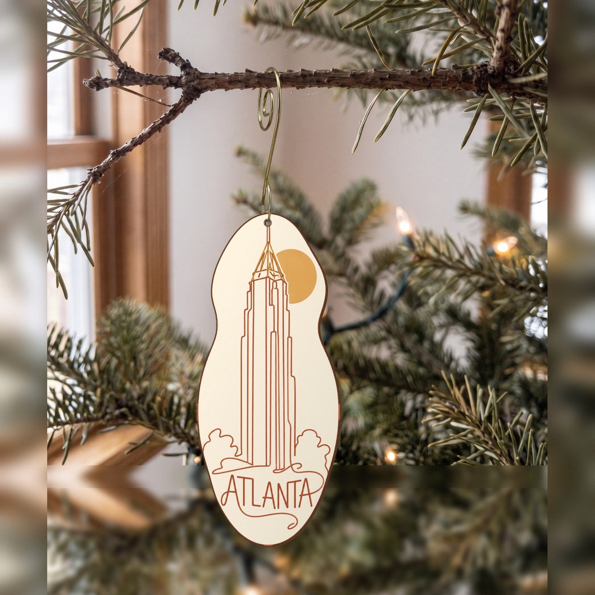She's Choosing Atlanta Ornament | Continuous-Line Drawing | S480-O