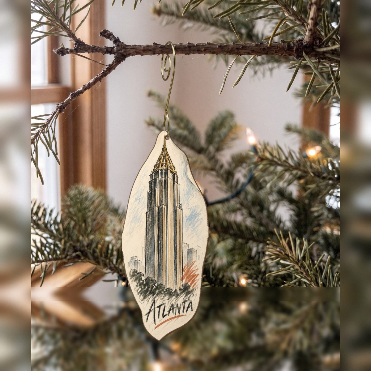 She's Choosing Atlanta Ornament | Loose Contour Sketch | S481-O
