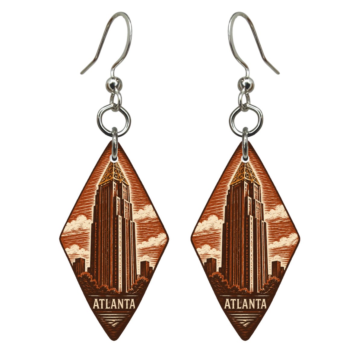 She's Choosing Atlanta Earrings | Woodcut | S484