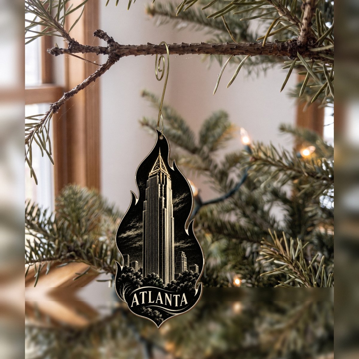 She's Choosing Atlanta Ornament | Scratchboard | S488-O