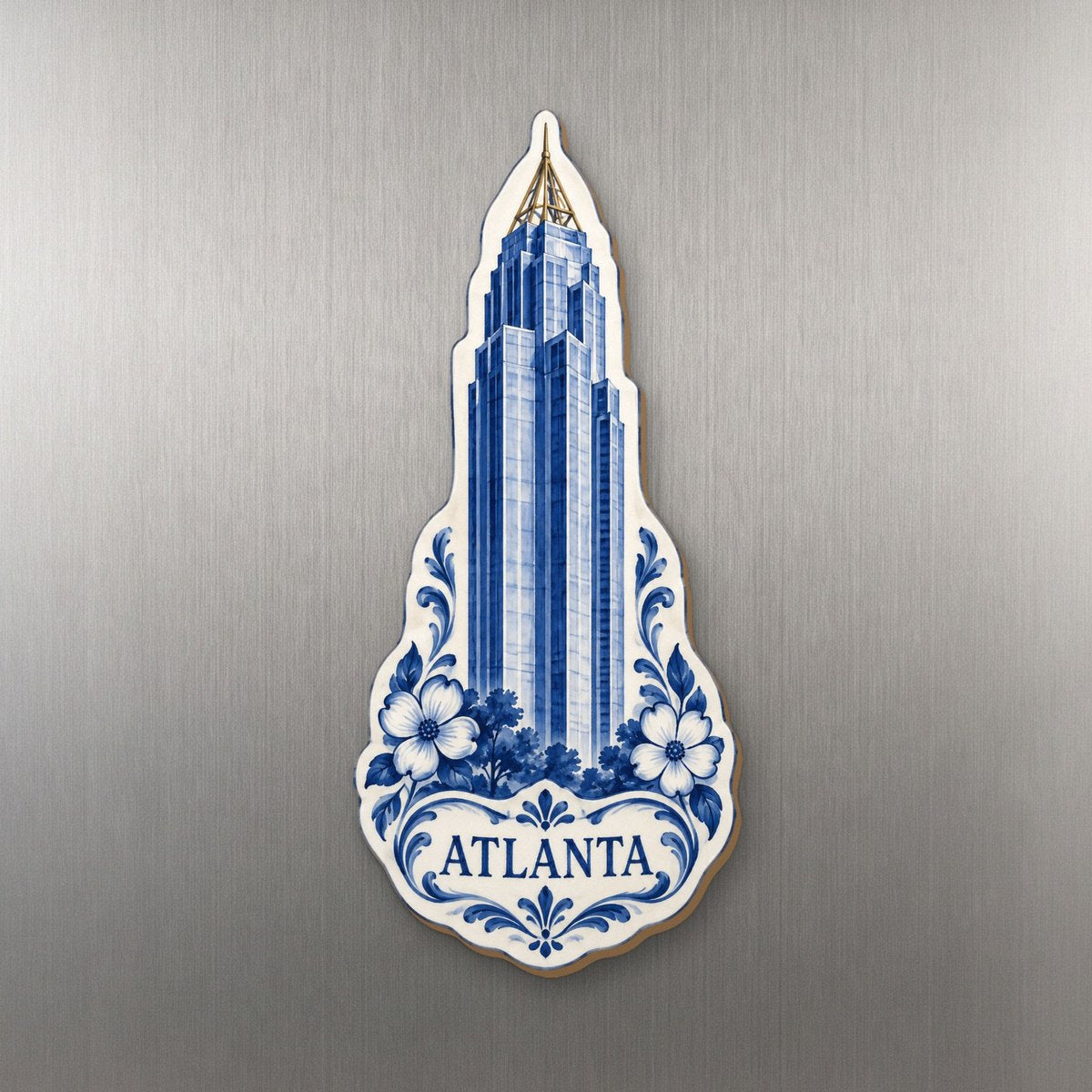 She's Choosing Atlanta Magnet | Blue-And-White Ceramic Illustration | S493-M