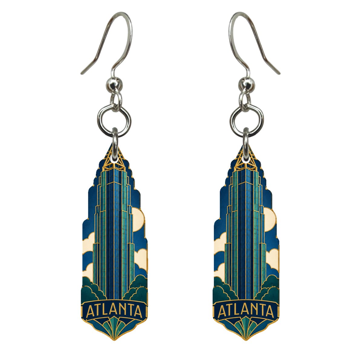 She's Choosing Atlanta Earrings | Cloisonné-Inspired Graphic | S494