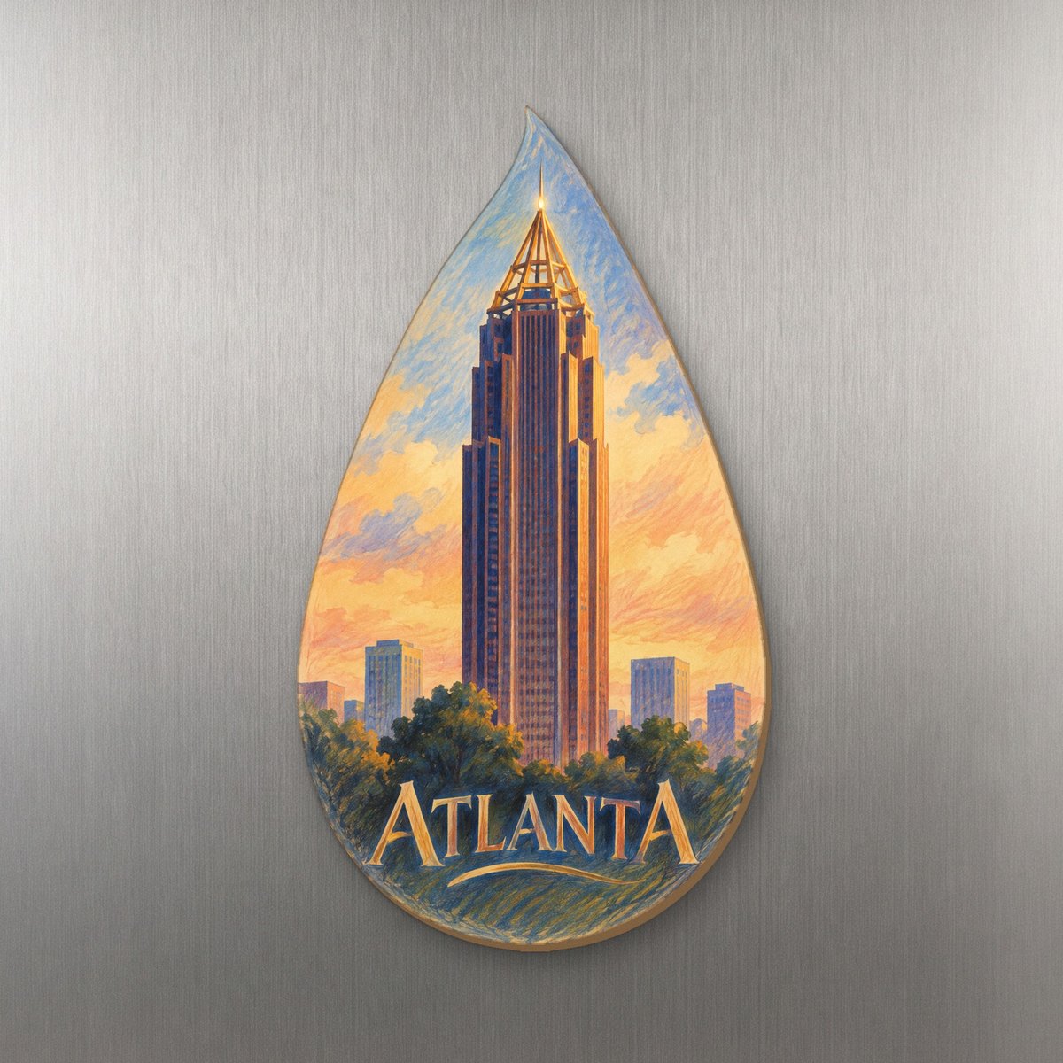 She's Choosing Atlanta Magnet | Colored Pencil over Gouache | S496-M