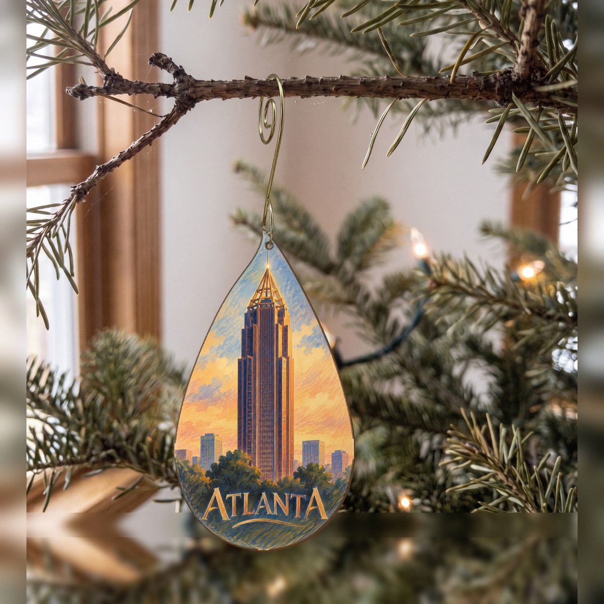 She's Choosing Atlanta Ornament | Colored Pencil over Gouache | S496-O