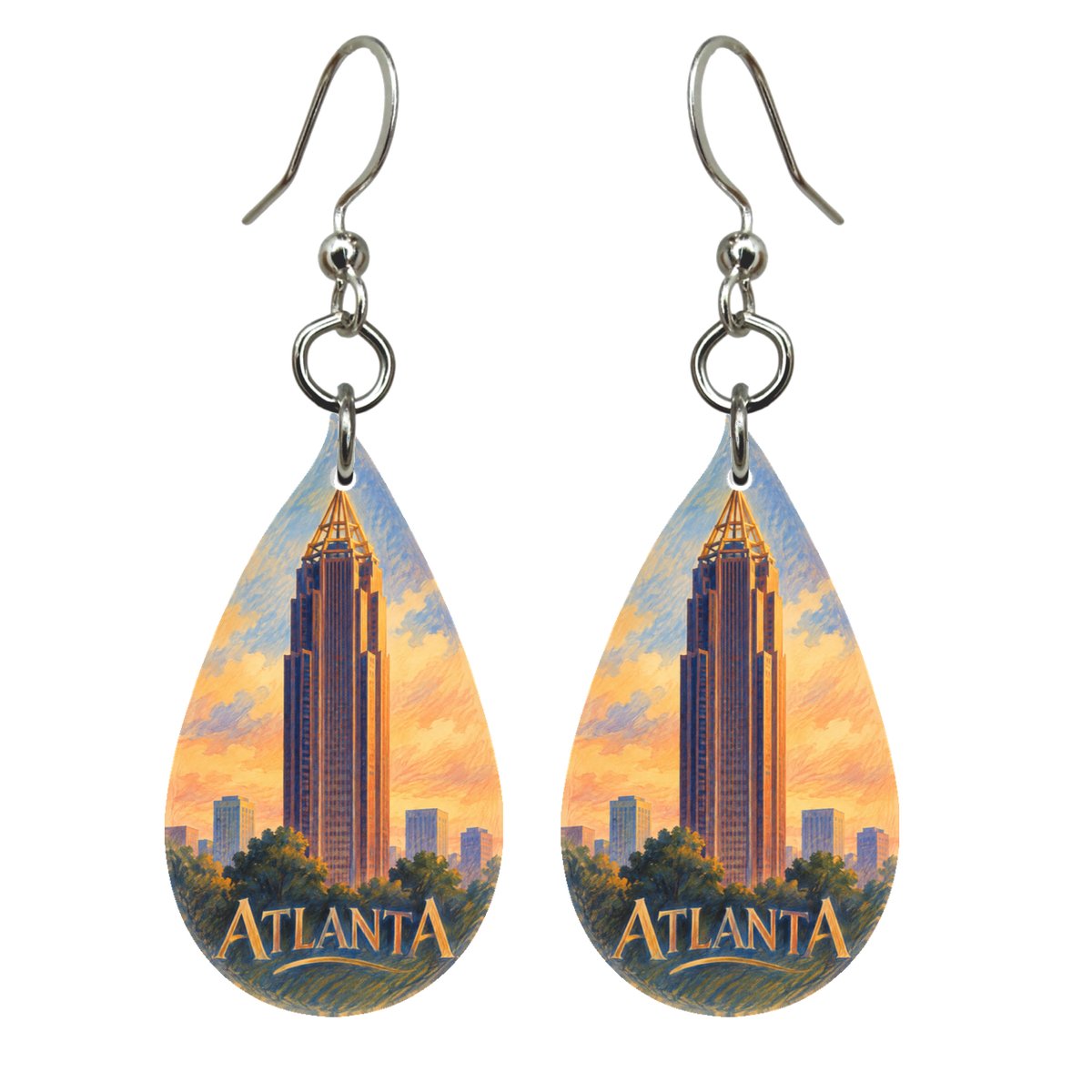 She's Choosing Atlanta Earrings | Colored Pencil over Gouache | S496