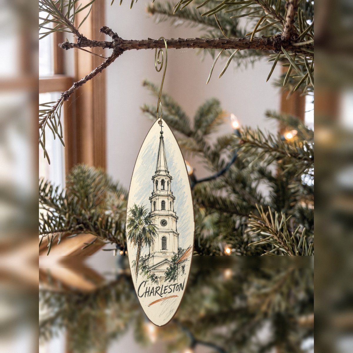 She's Choosing Charleston Ornament | Loose Contour Sketch | S499-O