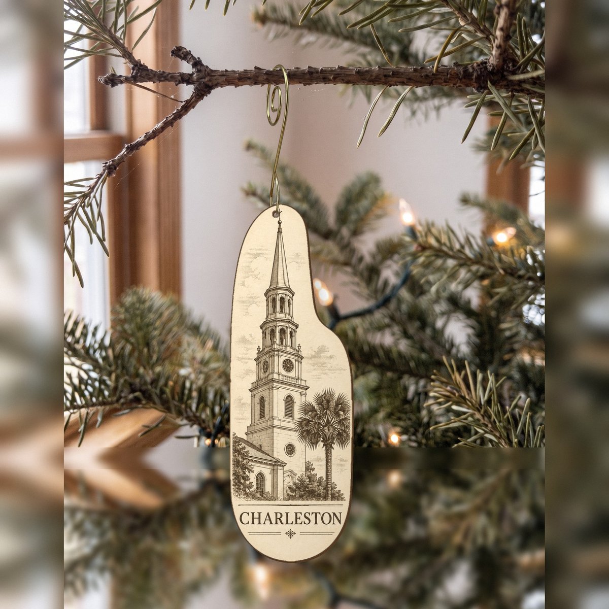 She's Choosing Charleston Ornament | Etching-Inspired Linework | S504-O