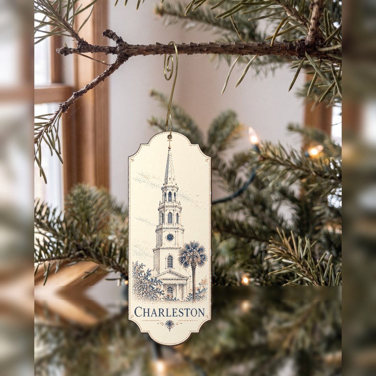 She's Choosing Charleston Ornament | Sparse Pointillism | S505-O
