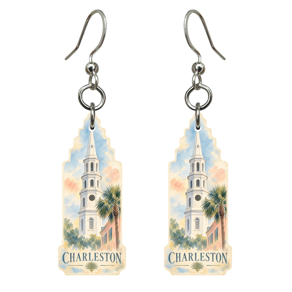She's Choosing Charleston Earrings | Restrained Watercolor | S508
