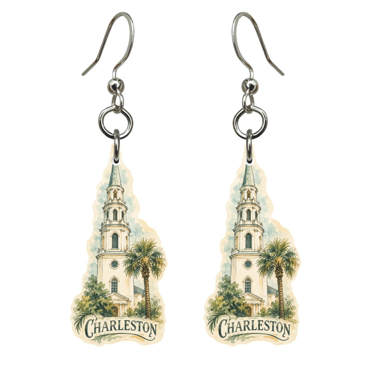 She's Choosing Charleston Earrings | Pen and Watercolor Wash | S509