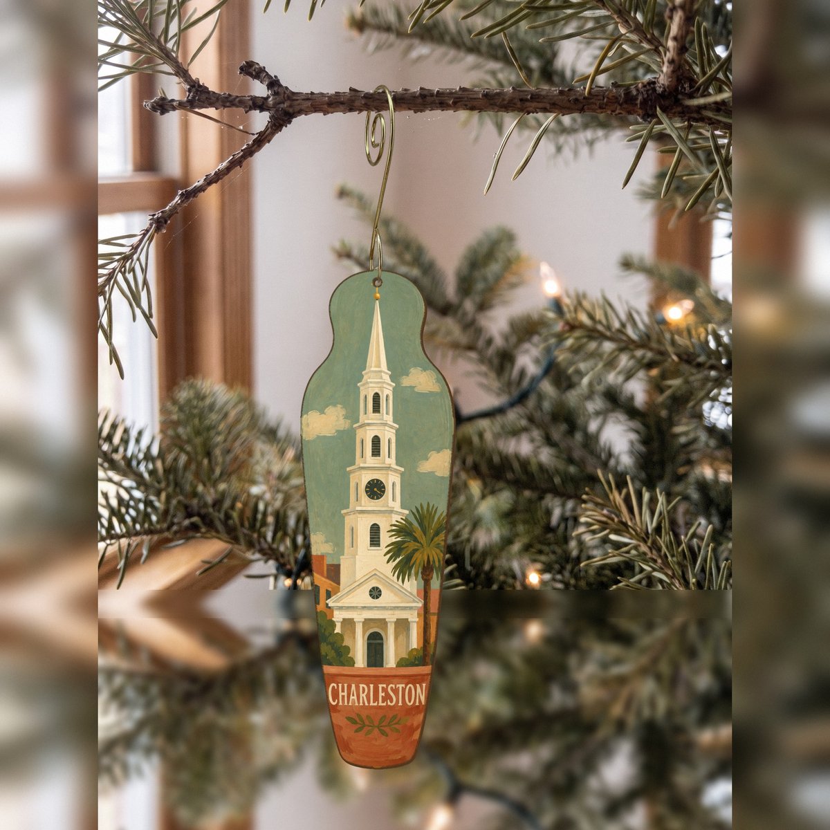 She's Choosing Charleston Ornament | Naive Folk Painting | S510-O