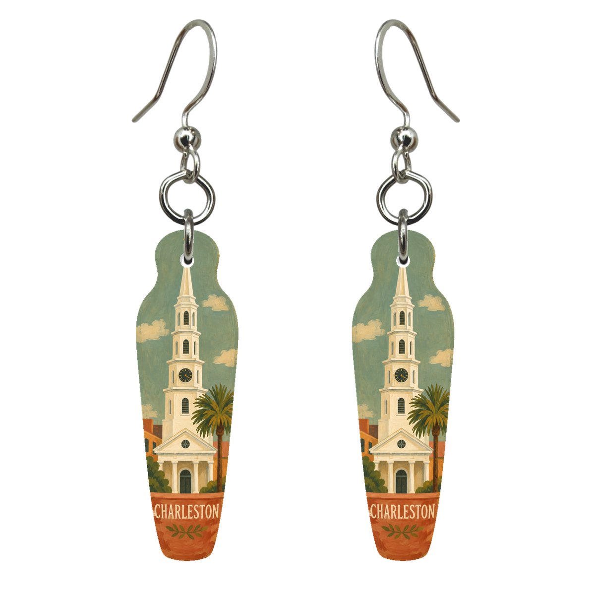She's Choosing Charleston Earrings | Naive Folk Painting | S510