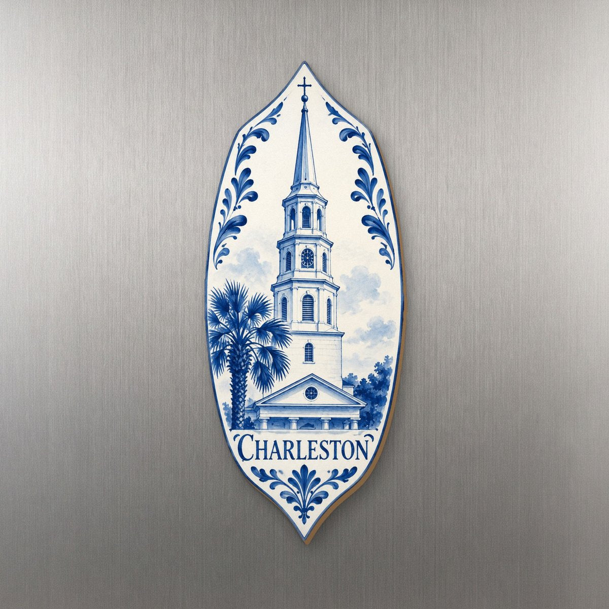 She's Choosing Charleston Magnet | Blue-And-White Ceramic Illustration | S511-M