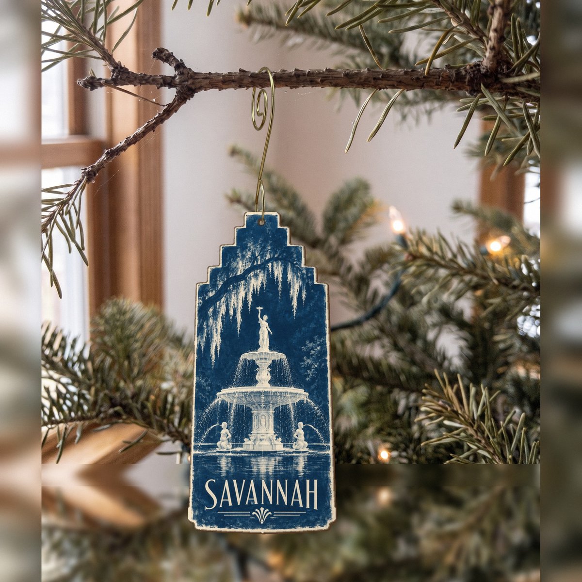 She's Choosing Savannah Ornament | Cyanotype-Inspired | S521-O