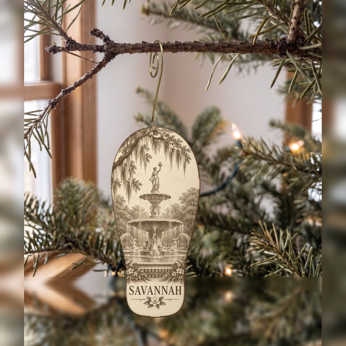 She's Choosing Savannah Ornament | Etching-Inspired Linework | S522-O