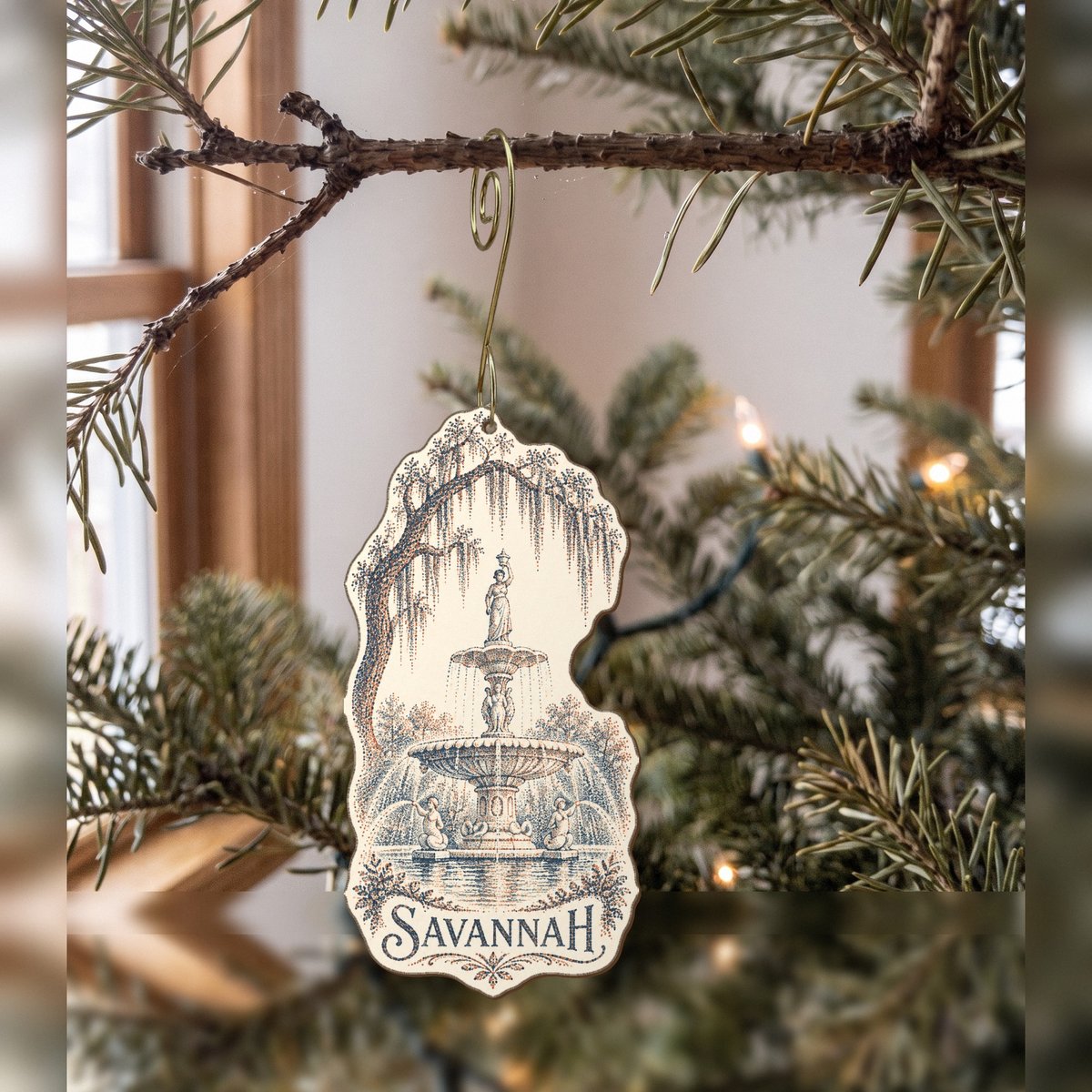 She's Choosing Savannah Ornament | Sparse Pointillism | S523-O