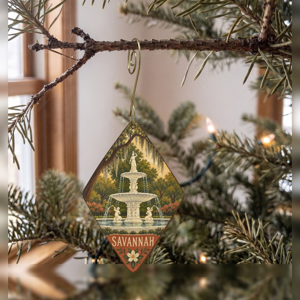 She's Choosing Savannah Ornament | Naive Folk Painting | S528-O