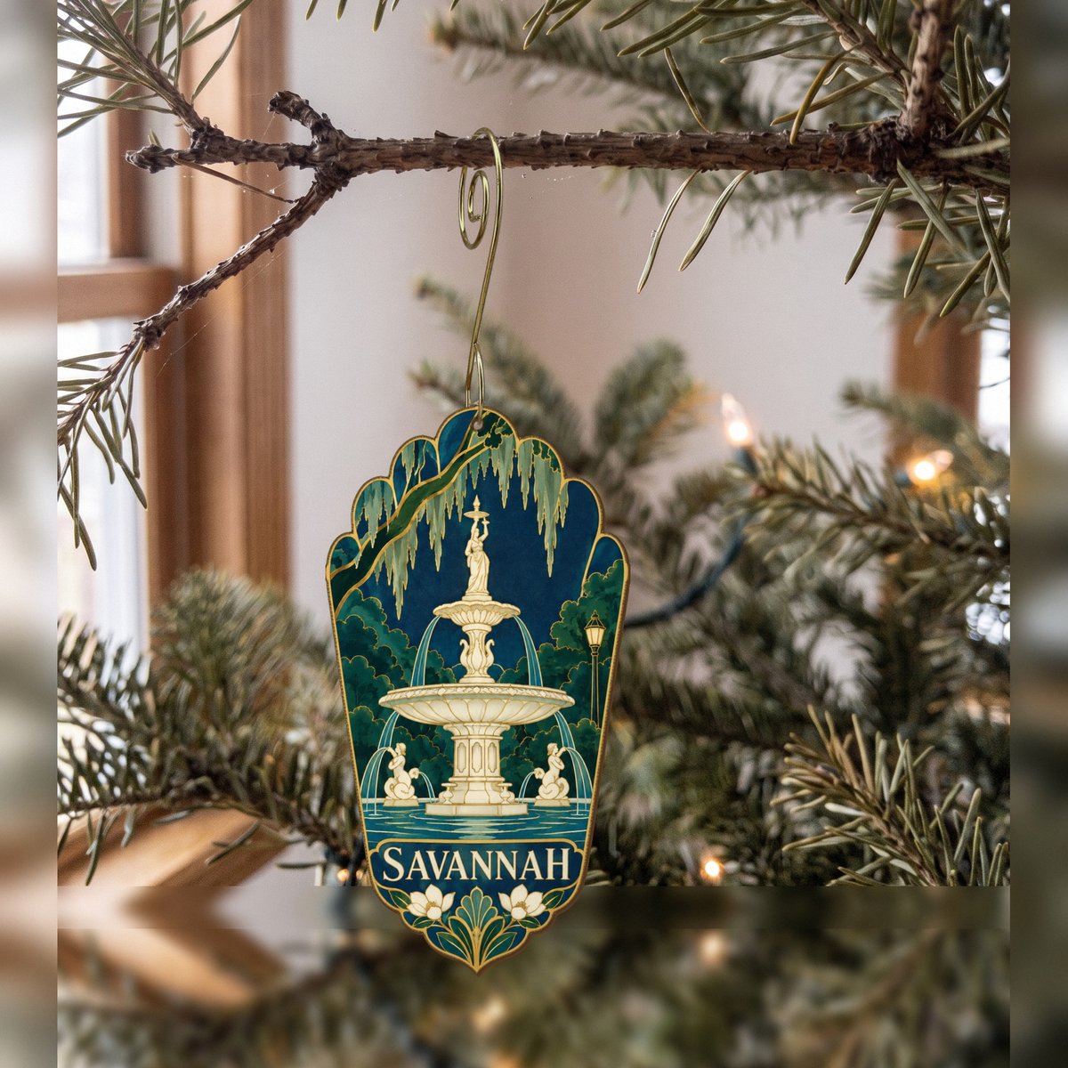 She's Choosing Savannah Ornament | Cloisonné-Inspired Graphic | S530-O