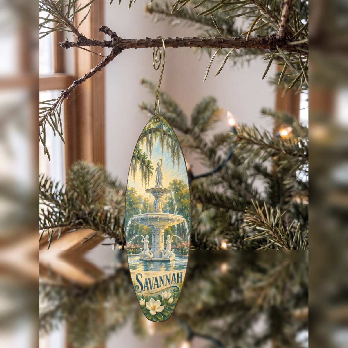 She's Choosing Savannah Ornament | Colored Pencil over Gouache | S532-O