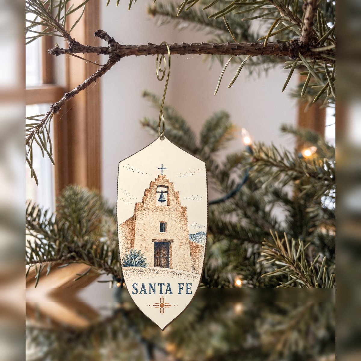She's Choosing Santa Fe Ornament | Sparse Pointillism | S541-O