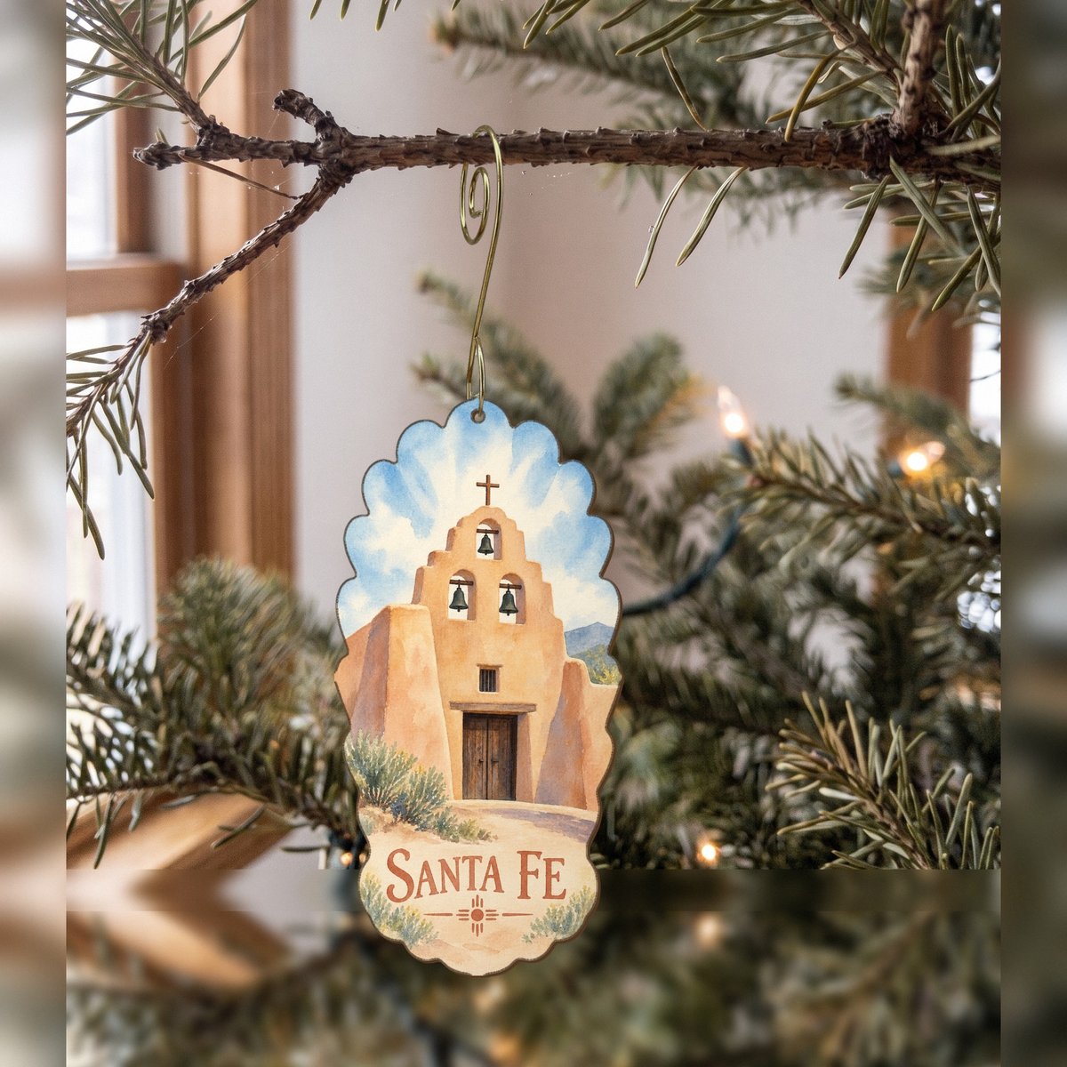 She's Choosing Santa Fe Ornament | Restrained Watercolor | S544-O