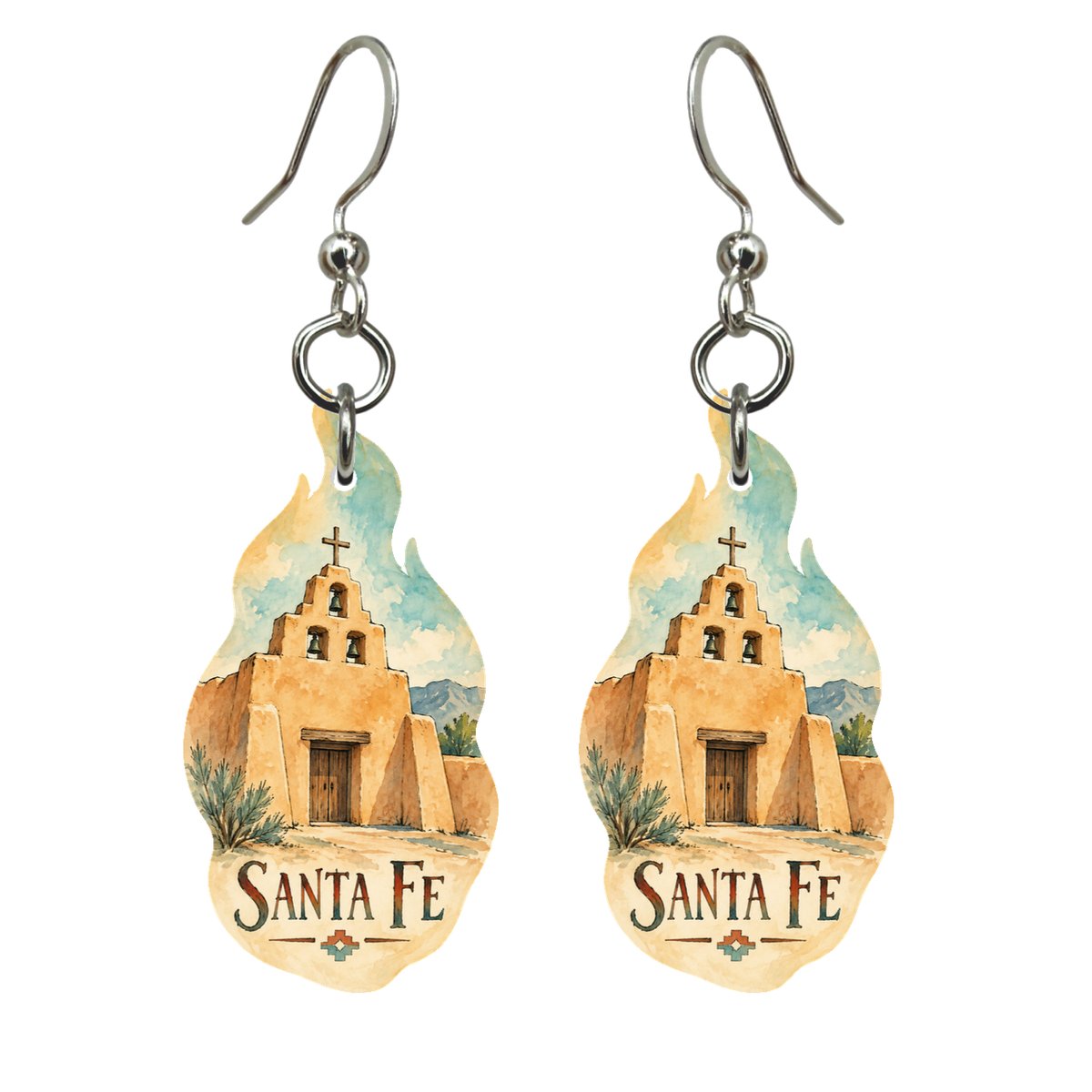She's Choosing Santa Fe Earrings | Pen and Watercolor Wash | S545